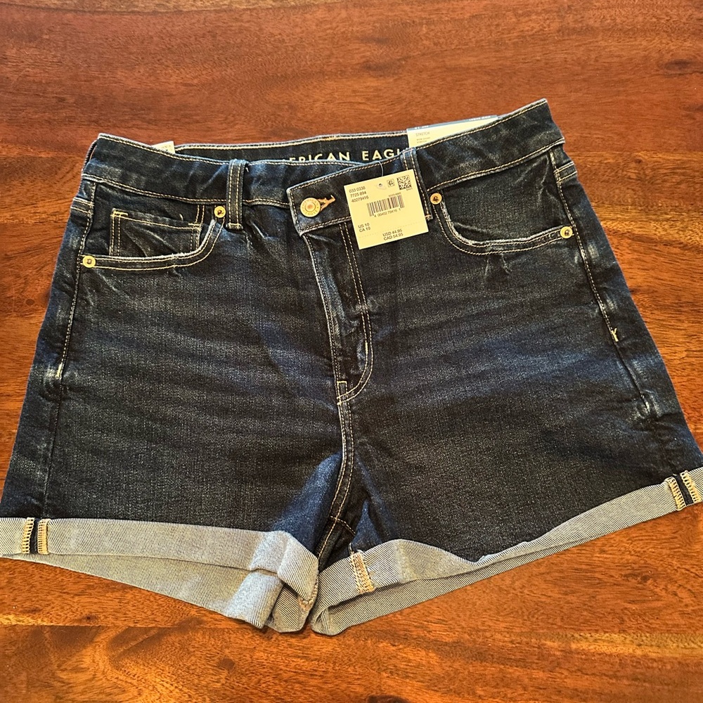 American Eagle Outfitters Blue Jean Shorts with Cuffed Hem